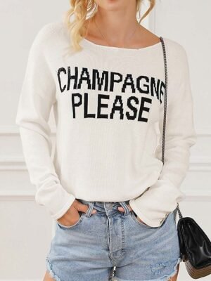 Streetwear Casual Print Crew Neck Long Sleeve Knit Sweater - Image 2