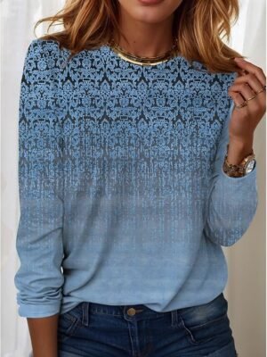 Streetwear Casual Print Round Neck Long Sleeve Regular Top - Image 6