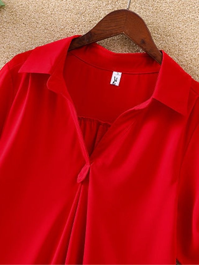 Streetwear Casual Solid Shirt Collar Half Sleeve Regular Blouse - Image 10