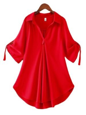 Streetwear Casual Solid Shirt Collar Half Sleeve Regular Blouse - Image 4