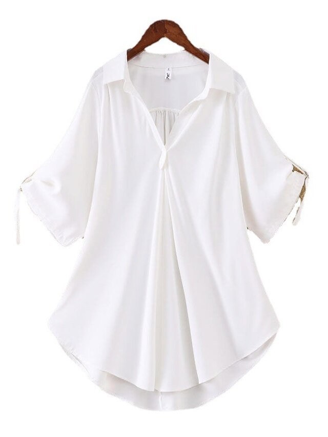 Streetwear Casual Solid Shirt Collar Half Sleeve Regular Blouse - Image 7