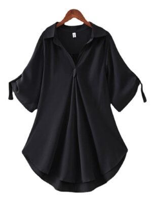 Streetwear Casual Solid Shirt Collar Half Sleeve Regular Blouse - Image 9