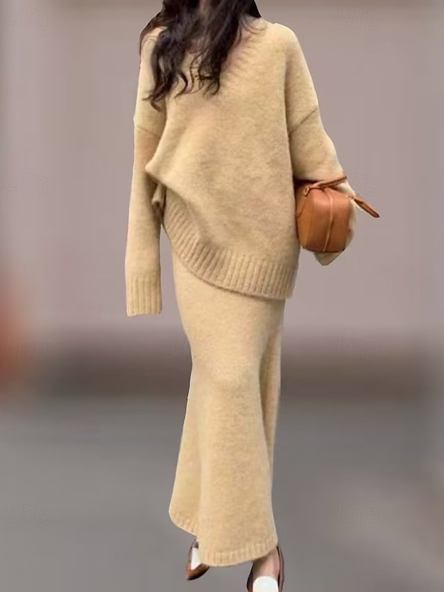 Streetwear Casual Solid V Neck Long Sleeve Knitted Top - Image 1