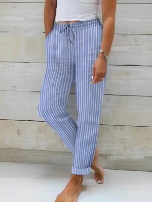 Streetwear Casual Stripe High Waist Long Trousers - Image 5
