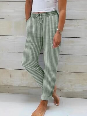 Streetwear Casual Stripe High Waist Long Trousers - Image 6
