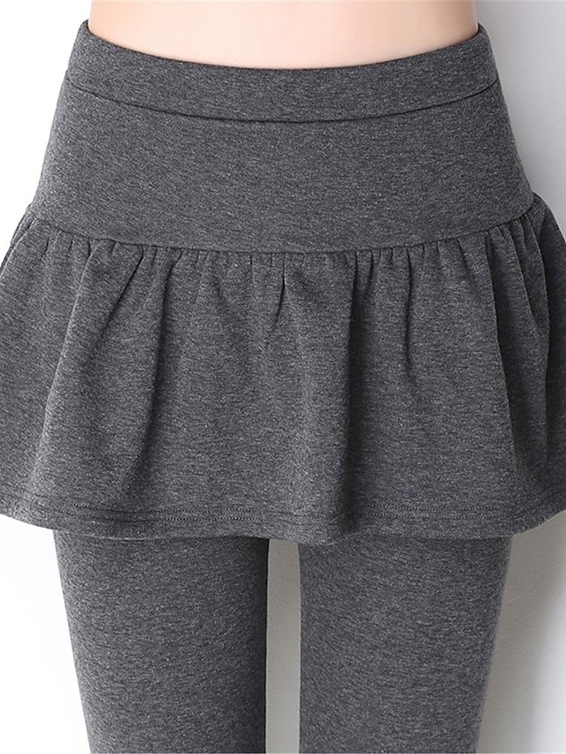 Streetwear High Waist Plain Ruffle Full Length Skort - Image 2