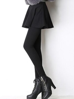 Streetwear High Waist Plain Ruffle Full Length Skort - Image 7