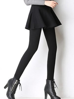Streetwear High Waist Plain Ruffle Full Length Skort - Image 8