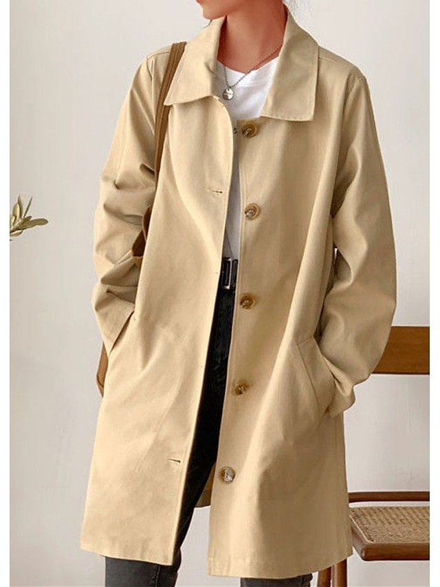 Streetwear Long Sleeve Lapel Trench Coat - Image 1