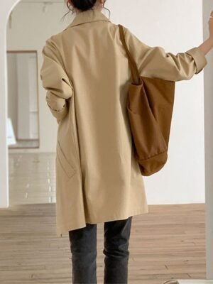 Streetwear Long Sleeve Lapel Trench Coat - Image 13