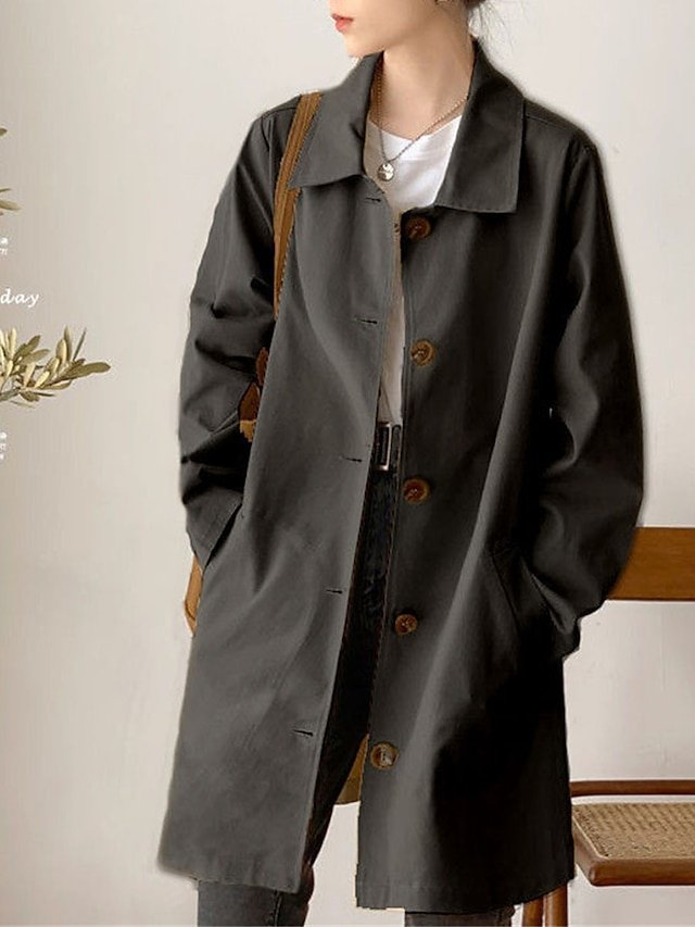 Streetwear Long Sleeve Lapel Trench Coat - Image 2