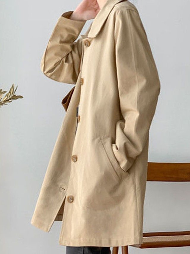 Streetwear Long Sleeve Lapel Trench Coat - Image 6