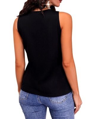 Streetwear Loose Metallic V Neck Sleeveless Regular Top - Image 3