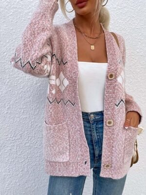 Streetwear Loose Snowflake Open Front Long Sleeve Cardigan - Image 7