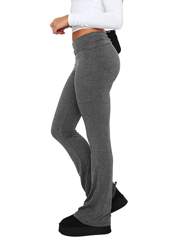 Streetwear Low Waist Plain Full Length Bell Bottom Trousers - Image 2