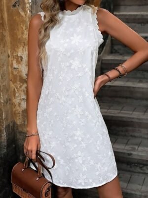 Streetwear Mini Lace Patchwork Crew Neck Dress - Image 2