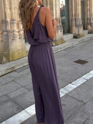 Streetwear Regular Fit Colour Block V Neck Sleeveless Jumpsuit - Image 11