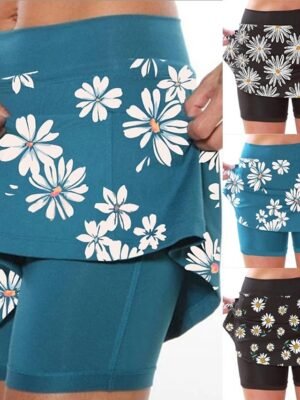 Streetwear Regular Fit Floral Natural Waist Wide Leg Skort - Image 1