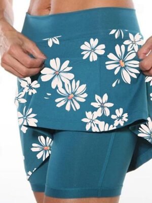 Streetwear Regular Fit Floral Natural Waist Wide Leg Skort - Image 2