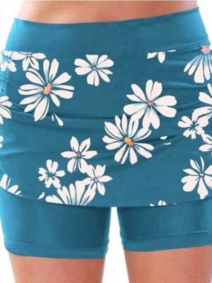 Streetwear Regular Fit Floral Natural Waist Wide Leg Skort - Image 3