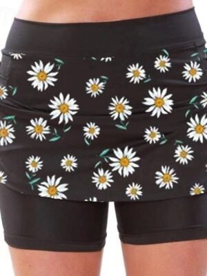 Streetwear Regular Fit Floral Natural Waist Wide Leg Skort - Image 4