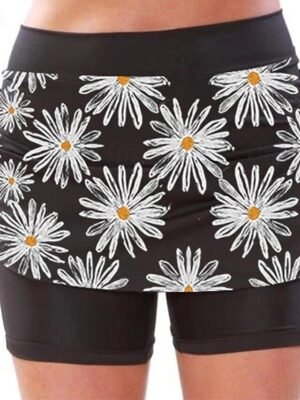 Streetwear Regular Fit Floral Natural Waist Wide Leg Skort - Image 5