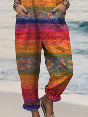 Streetwear Regular Fit Floral U Neck Short Sleeve Wide Leg Jumpsuit - Image 3
