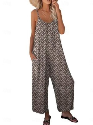Streetwear Regular Fit Floral U Neck Sleeveless Jumpsuit - Image 2