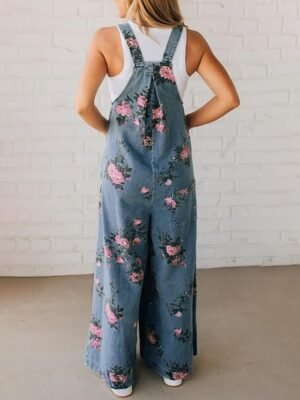 Streetwear Regular Fit Floral U Neck Sleeveless Jumpsuit - Image 3