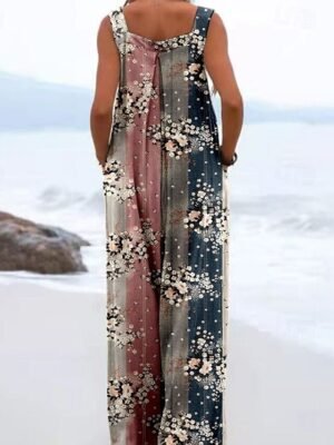 Streetwear Regular Fit Floral U Neck Sleeveless Jumpsuit - Image 4