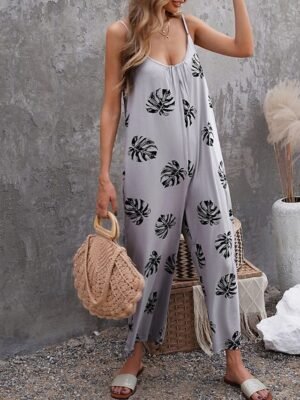 Streetwear Regular Fit Floral U Neck Sleeveless Jumpsuit - Image 6