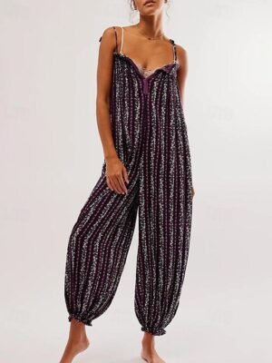 Streetwear Regular Fit Floral U Neck Sleeveless Jumpsuit - Image 7