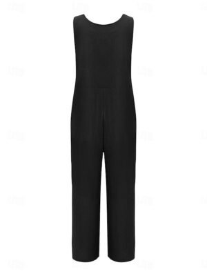 Streetwear Regular Fit Floral U Neck Sleeveless Pocket Overall - Image 8