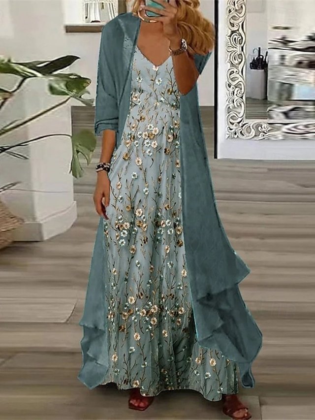Streetwear Regular Fit Floral V Neck Half Sleeve Skirt Set - Image 1
