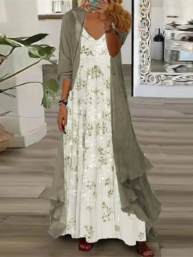 Streetwear Regular Fit Floral V Neck Half Sleeve Skirt Set - Image 2