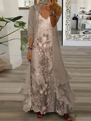 Streetwear Regular Fit Floral V Neck Half Sleeve Skirt Set - Image 3