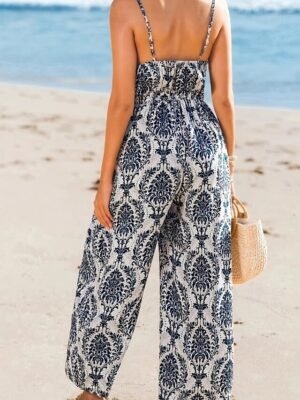 Streetwear Regular Fit Floral V Neck Sleeveless Dungarees Jumpsuit - Image 3