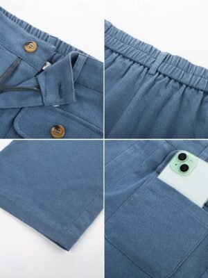 Streetwear Regular Fit High Waist Plain Long Wide Leg Trousers - Image 36