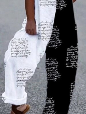 Streetwear Regular Fit Letter Print Square Neck Sleeveless Summer Overall - Image 3