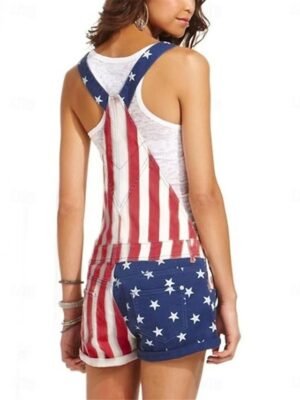 Streetwear Regular Fit National Flag Square Neck Sleeveless Overall - Image 2