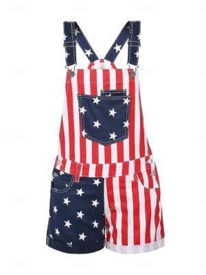 Streetwear Regular Fit National Flag Square Neck Sleeveless Overall - Image 3