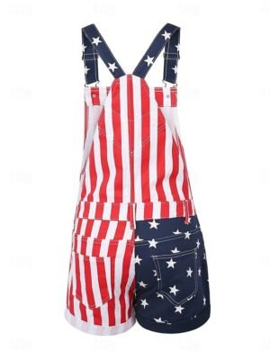 Streetwear Regular Fit National Flag Square Neck Sleeveless Overall - Image 4
