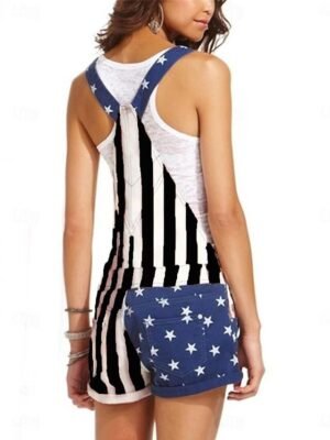Streetwear Regular Fit National Flag Square Neck Sleeveless Overall - Image 6
