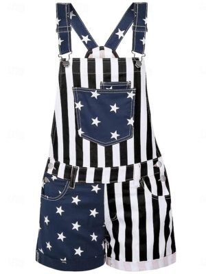 Streetwear Regular Fit National Flag Square Neck Sleeveless Overall - Image 7