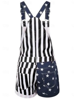 Streetwear Regular Fit National Flag Square Neck Sleeveless Overall - Image 8