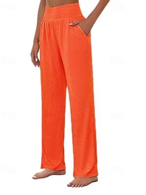 Streetwear Regular Fit Plain Elastic Waist Full Length Wide Leg Slacks - Image 4