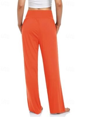 Streetwear Regular Fit Plain Elastic Waist Full Length Wide Leg Slacks - Image 6