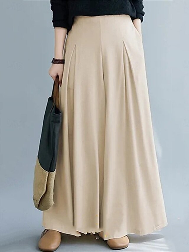 Streetwear Regular Fit Plain High Waist Wide Leg Chinos - Image 1