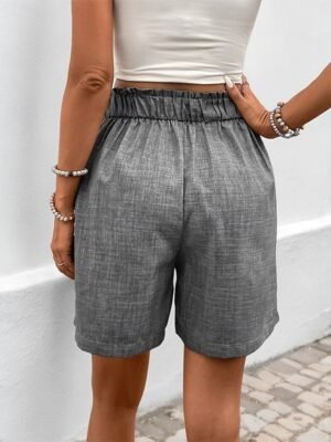 Streetwear Regular Fit Plain High Waist Pocket Shorts - Image 14