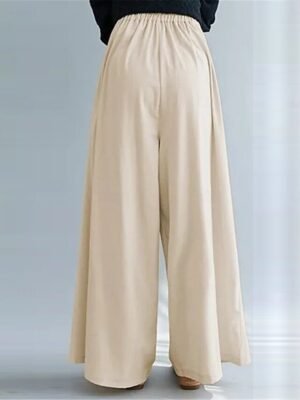 Streetwear Regular Fit Plain High Waist Wide Leg Chinos - Image 2